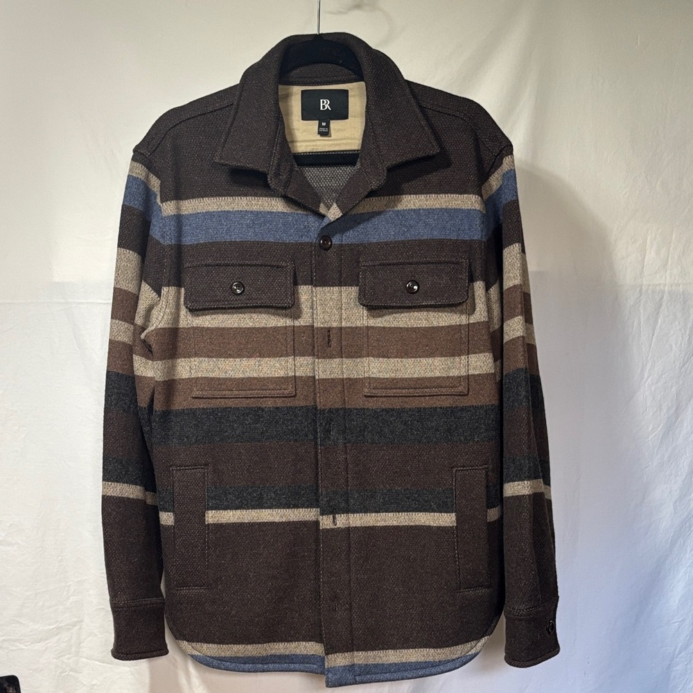 Banana Republic Men's Brown Striped Shirt Jacket